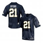 Notre Dame Fighting Irish Men's Caleb Offord #21 Navy Under Armour Authentic Stitched College NCAA Football Jersey VSP2099UY
